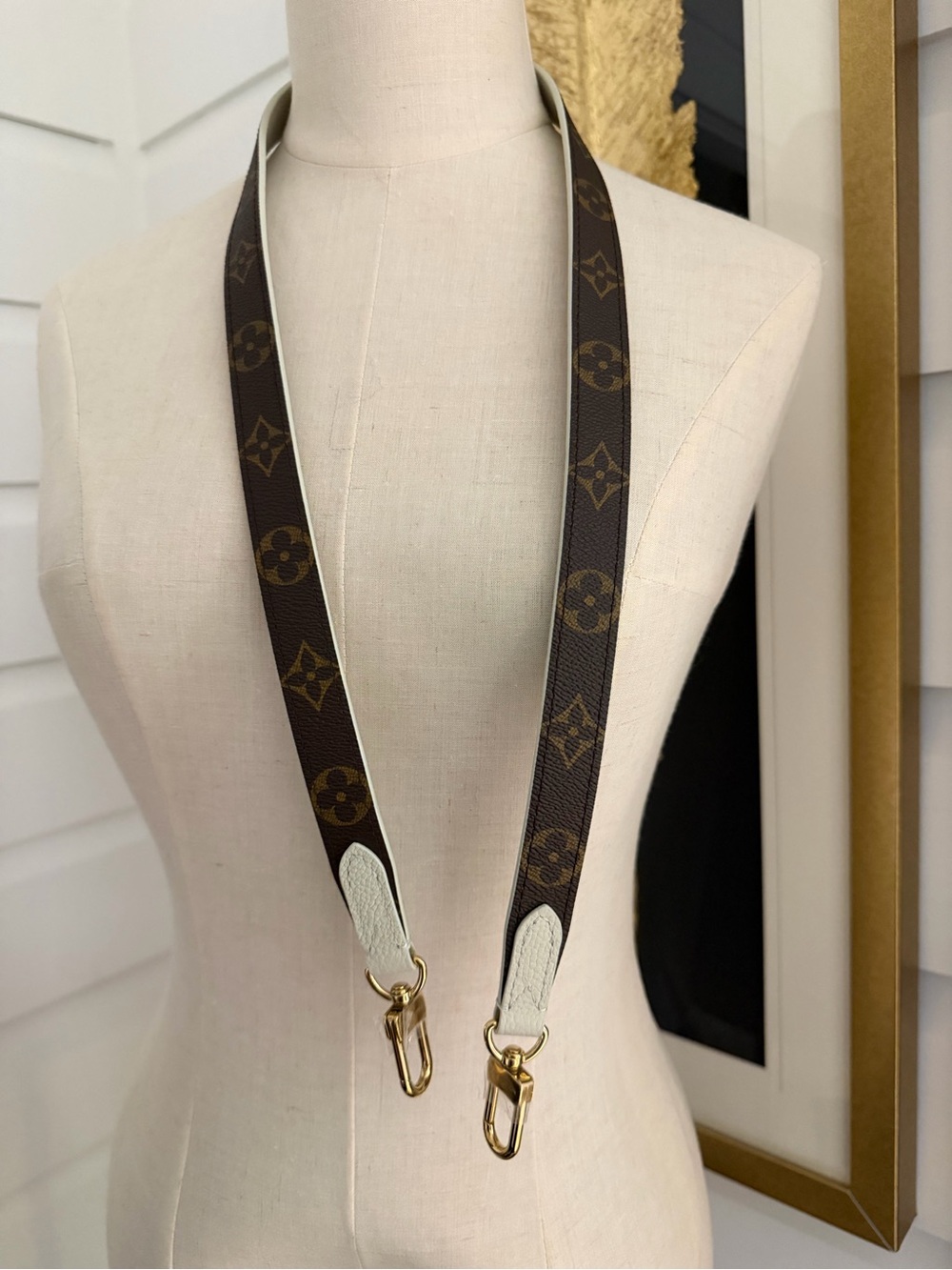 Authentic Louis Vuitton Gold-Tone Hardware Strap with mint green leather.